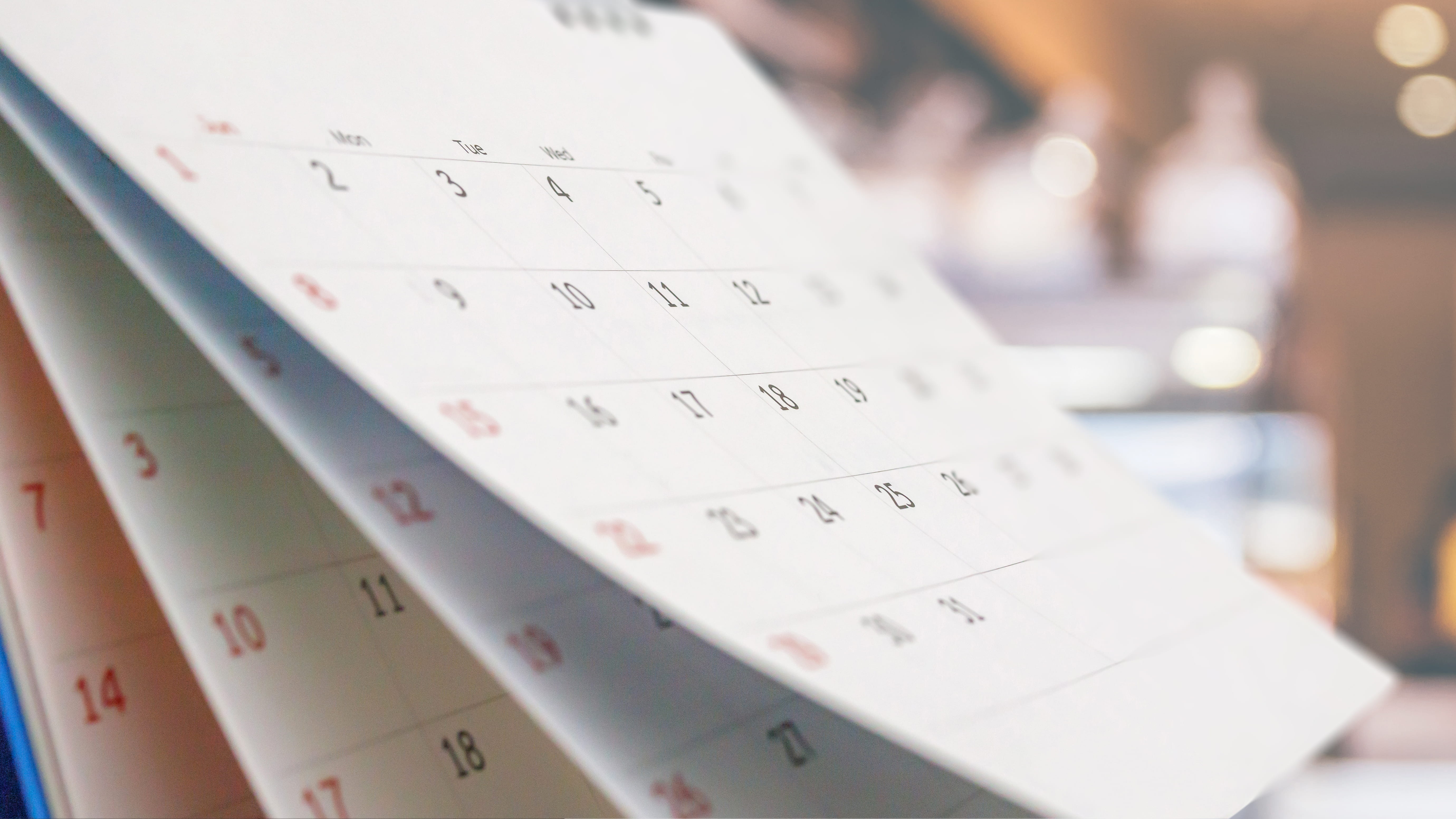 Photo of a calendar